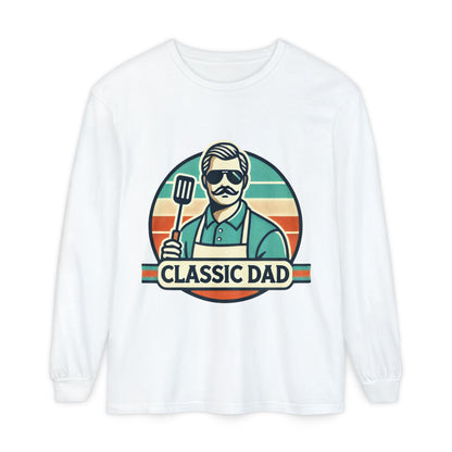 Classic Dad Garment-dyed Long Sleeve T-Shirt White Long-sleeve