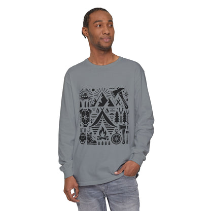 High Contrast Camping Long Sleeve Tee Blue Jean Long-sleeve