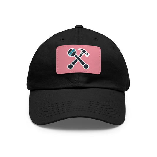 Hammer & Rattle Iconic Leather Patch Dad Hat Black Pink Patch Hats