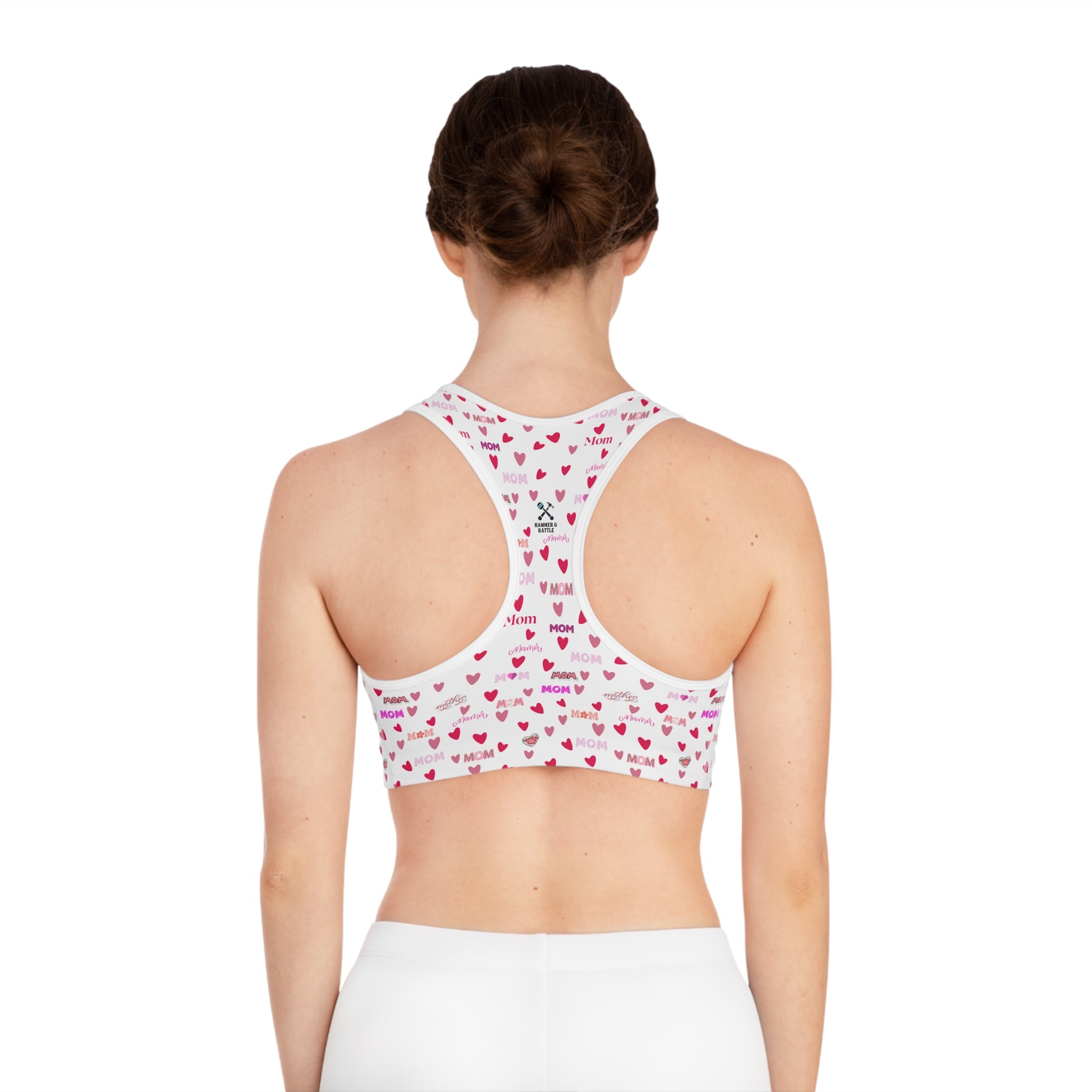 Heart Mom Sports Bra 2XL All Over Prints