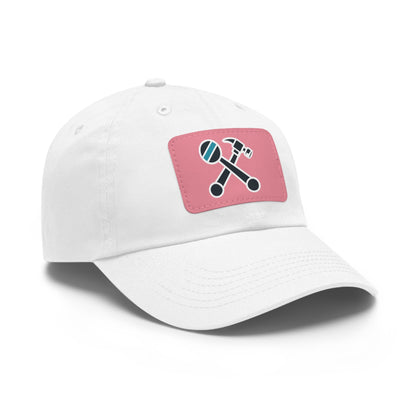 Hammer & Rattle Iconic Leather Patch Dad Hat Light Pink Black Patch Hats