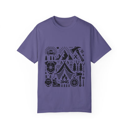 High Contrast Camping Scene T-shirt Grape T-Shirt