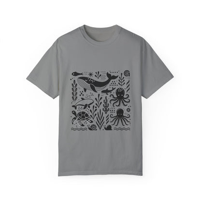 High Contrast Ocean Life Tee Granite T-Shirt